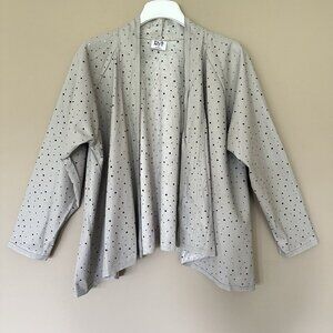 Planet Lauren G $312 Faux Leather Jacket Beige Women M (4-8) Artsy Holey lagenlo